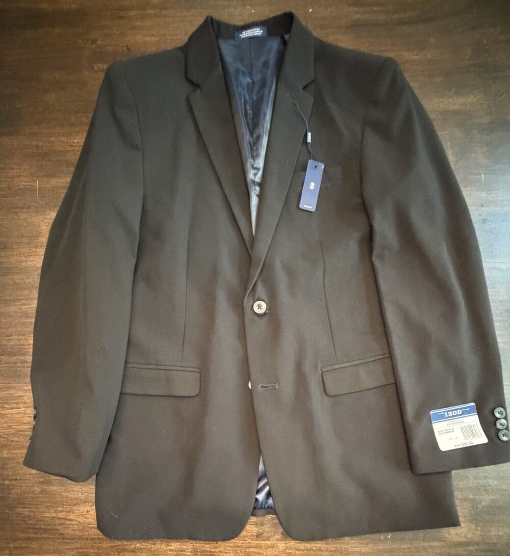 J4 IZOD Boys' Bi-Stretch Blazer Jacket Size 20 Regular Black NWT $85
